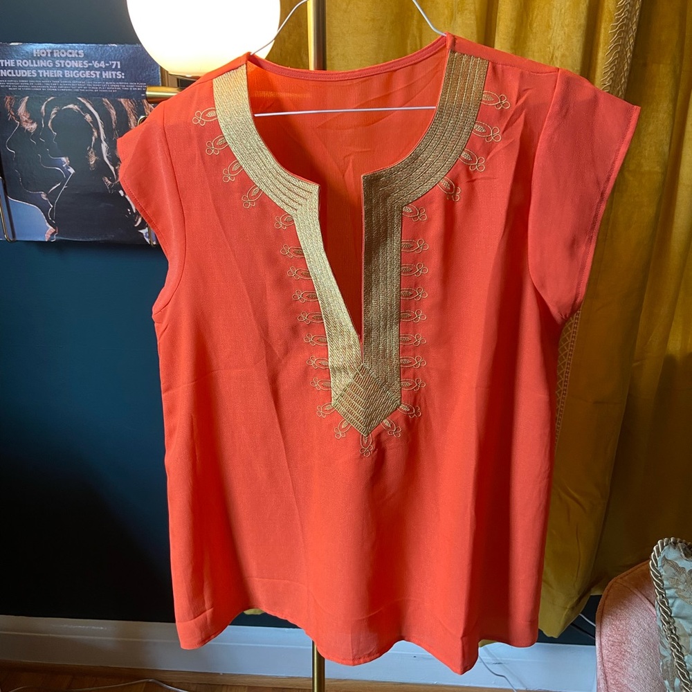 Beautiful Orange and Gold Detail Tunic